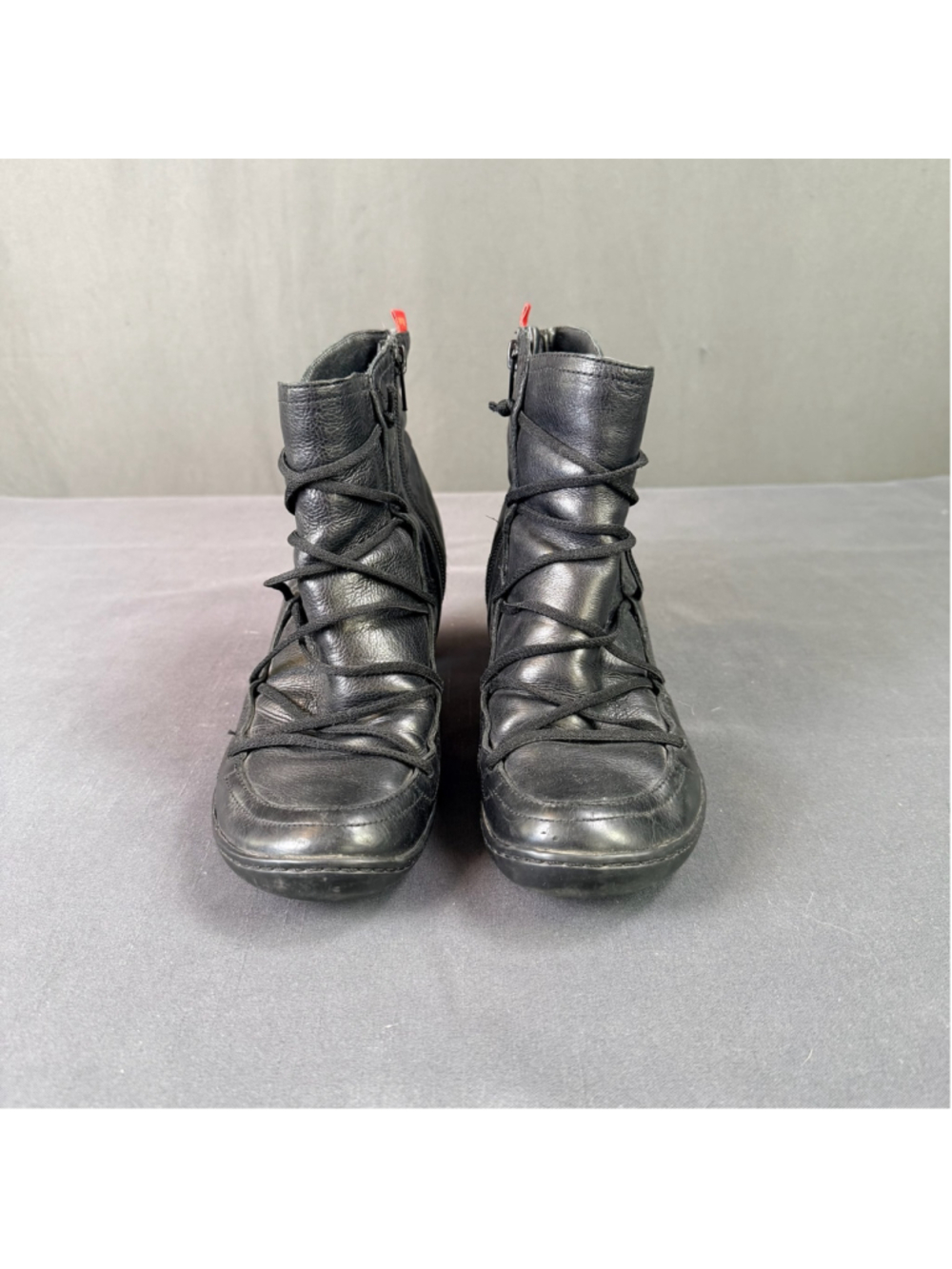 Camper Ankle Boots Women 9.5 Wrap Lace Side Zip Dark Academia Whimsigoth Black - Picture 5 of 13